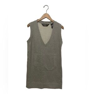 Norma Kamali Women’s Medium Gray Sleeveless Cotton V-neck Sweatshirt Dress